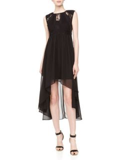 Lace/Chiffon High Low Dress, Black