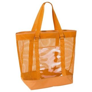 Mesh Beach Tote Handbag   Orange