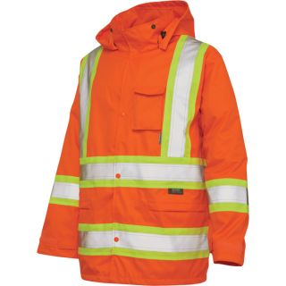 Work King Class 2 High Visibility Rain Jacket   Orange, Large, Model S37211