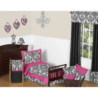 Isabella Hot Pink, Black and White 5 pc. Toddler Bedding Set