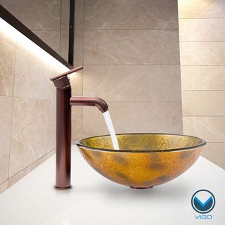 Vigo Copper Shapes Glass Vessel Sink And Seville Oil Rubbed Bronze Faucet Set