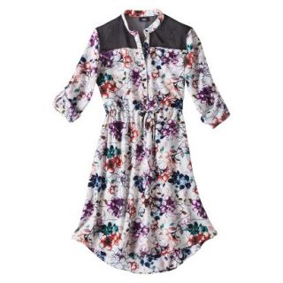 Mossimo Womens 3/4 Sleeve Shirt Dress   Floral Print M