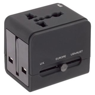 Lewis N. Clark Global Adapter With USB Charger   Black