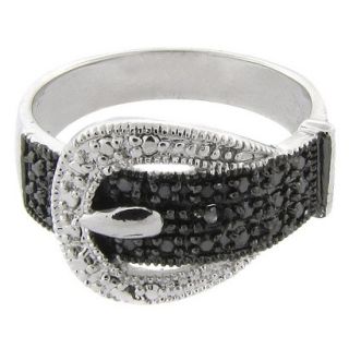 Black/White Diamond Buckle Ring   Size 9