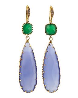 Crystal & Blue Chalcedony Teardrop Earrings