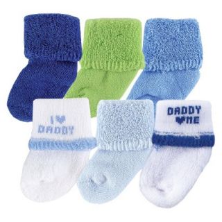 Luvable Friends Newborn Boys 6 Pack I love Dad Socks   Blue 0 6 M