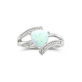 Lab Created Trillion Cut Opal Ring With Diamond Accents, Womens