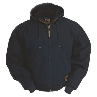 Berne Original Washed Hooded Jacket   Quilt Lined, Navy, Medium Tall, Model