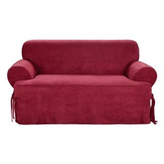 Sure Fit Soft Suede T Loveseat Slipcover   Burgundy