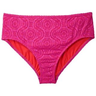 Womens Plus Size Crochet Hipster Swim Bottom   Fire Red 16W