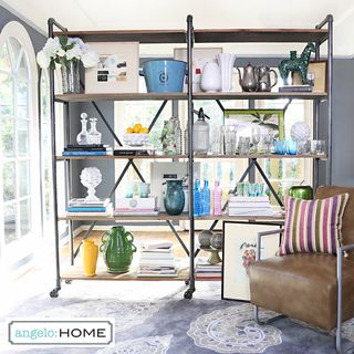 Angelohome Ludlow Wood And Metal Shelving Wall Unit