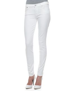 Womens The Skinny Slim Illusion, White   7 For All Mankind