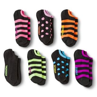 Xhilaration Girls 7pk Low Cut Pastel Rainbow Socks   Assorted 3 10