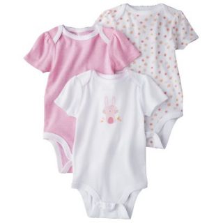 Circo Newborn Girls 3 Pack Short sleeve Bunny Bodysuit   Pink 12 M