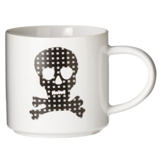 Room Essentials Patterned Skull Ceramic Coffee Mug Set of 2   Black