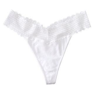 Gilligan & OMalley Womens Cotton Span Thong   True White XS