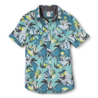 Mossimo Supply Co. Mens Short Sleeve Button Down   Art Deco Green S