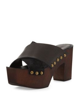 Mania Strappy Suede/Leather Sandal, Black