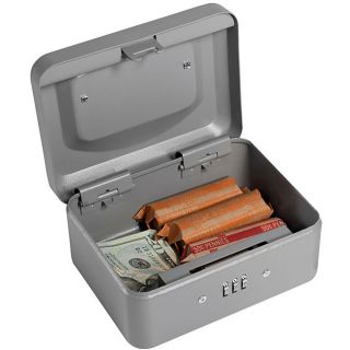 Barska Gray Six inch Metal Combination lock Three comparment Cash Box