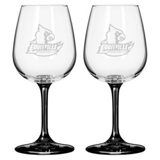 Boelter Brands NCAA 2 Pack Louisville Cardinals Satin Etch Wine Glass   12 oz