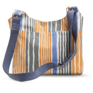 Canvas Striped Crossbody Handbag   Orange