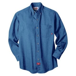 Dickies Mens Relaxed Fit Denim Work Shirt   Stone Washed Blue LT