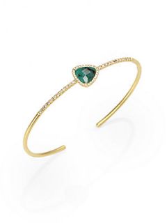 Meira T Emerald, Diamond & 14K Gold Bangle Bracelet   Gold
