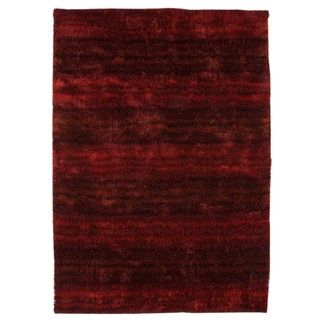 Hand woven Delh Red Polyester Rug (5 X 8)