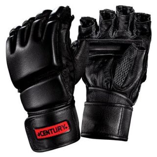 Century Mens Leather Wrap Gloves with Clinch Strap   Black/ Red (Small/ Medium)