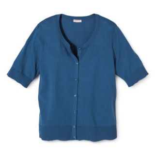 Merona Womens Plus Size Short Sleeve Cardigan Sweater   Blue 1X