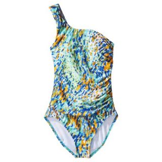 Clean Water Womens 1 Piece Printed One Shoulder Swimsuit  Blue XS
