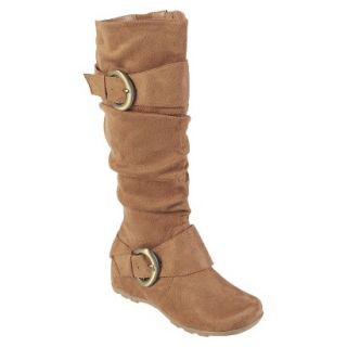 Womens Bamboo By Journee Slouchy Buckle Boots   Camel 8.5W