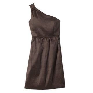 Womens Plus Size One Shoulder Shantung Dress   Brown   26W