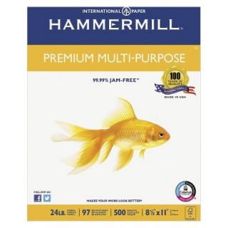 Hammermill Premium Multipurpose Paper, 97 Brightness, 24 lb   White (2500 Per