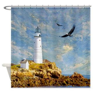  Rocky Lighthouse and Eagles Shower Curtain