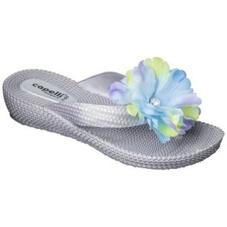 Girls Wedge Flip Flop Sandals   Silver 10 11