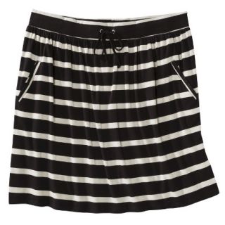 Merona Womens Plus Size Front Pocket Knit Skirt   Black/Cream 4