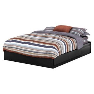 Queen Bed Fusion 2 Drawer Platform Bed   Pure Black