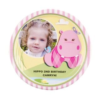 Hippo Pink Personalized Dinner Plates