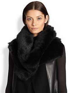 Donna Karan Shearling Tube Collar   Black