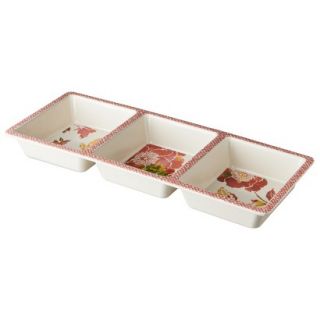Threshold 3 Sectioned Floral Serve Bowl   Coral