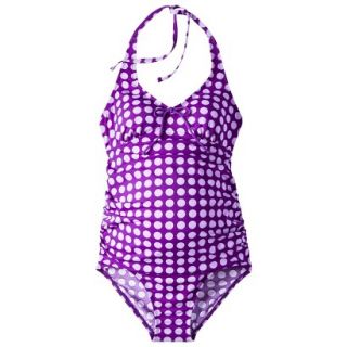 Womens Maternity Halter One Piece Swimsuit   Amethyst/White M