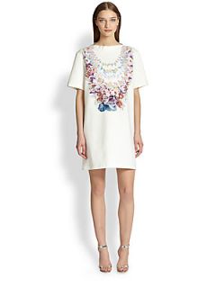Cynthia Rowley Lei Print T Shirt Dress   White