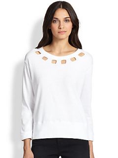 Monrow Square Cutout Sweatshirt   White