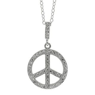 Lily Nily Sterling Silver Cubic Zirconia Peace Sign Pendant