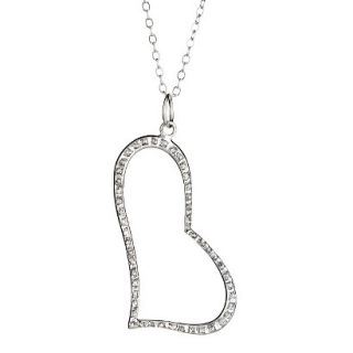 Sterling Silver Heart Pendant Necklace with Diamond Accents   White