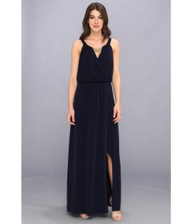 Vince Camuto Jersey Maxi w/ Keyhole Metal Hardware Detail Womens Dress (Navy)