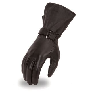 Mens Lightweight Gauntlet Motorcycle Gloves   Black, Large, Model FI125GL