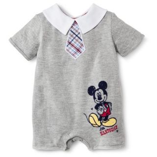 Disney Newborn Boys Mickey Mouse Romper   Heather Grey 0 3 M