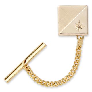 Tie Tack with Contrasting Finish and Diamond Accent, Gold